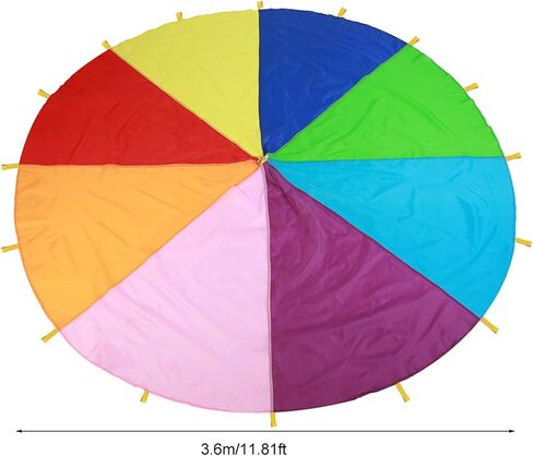 Keenso Kids Play Parachute, Multi Color Rainbow Game Exercise, Suitable for Team Play and Muscles Training, Aids for Kindergarten Teaching in Saudi Arabia