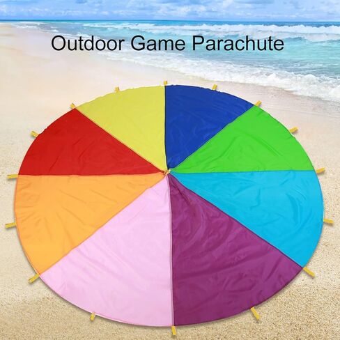 Keenso Kids Play Parachute, Multi Color Rainbow Game Exercise, Suitable for Team Play and Muscles Training, Aids for Kindergarten Teaching in Saudi Arabia