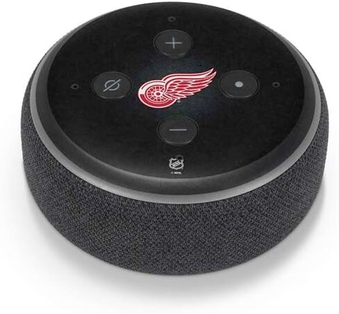 Skinit Skinit Audio Audio Skin متوافق مع Amazon Echo Dot 3 - NHL Detroit Red Wings تصميم خلفية أسود مرخص رسميًا in Saudi Arabia