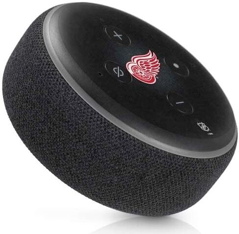 Skinit Skinit Audio Audio Skin متوافق مع Amazon Echo Dot 3 - NHL Detroit Red Wings تصميم خلفية أسود مرخص رسميًا in Saudi Arabia