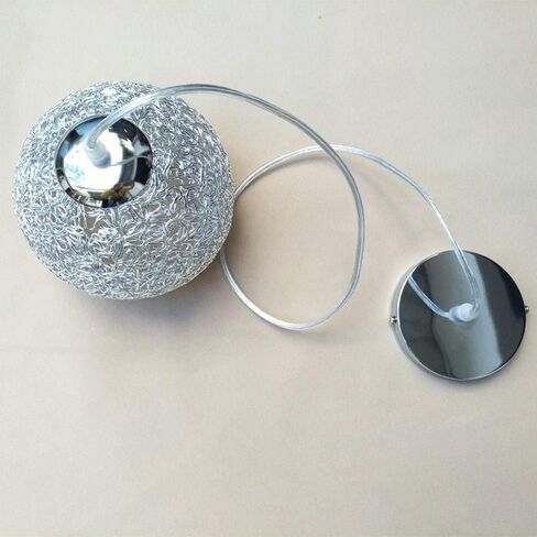 XIAOXY Aluminum Round Ball Shade Ceiling Light Modern Globe Chandelier Silver E27 Led Pendant Lighting Bar Kitchen Island Lights Bedroom Bedside Home Decoration Lighting Hanging Light in Saudi Arabia