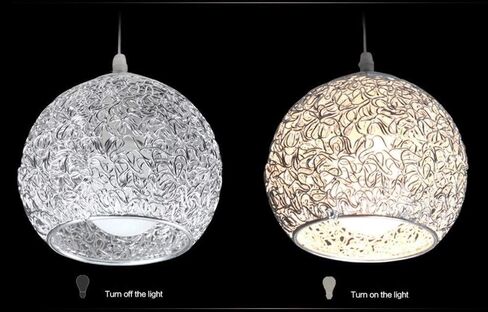XIAOXY Aluminum Round Ball Shade Ceiling Light Modern Globe Chandelier Silver E27 Led Pendant Lighting Bar Kitchen Island Lights Bedroom Bedside Home Decoration Lighting Hanging Light in Saudi Arabia