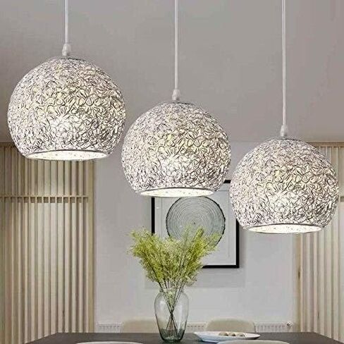 XIAOXY Aluminum Round Ball Shade Ceiling Light Modern Globe Chandelier Silver E27 Led Pendant Lighting Bar Kitchen Island Lights Bedroom Bedside Home Decoration Lighting Hanging Light in Saudi Arabia