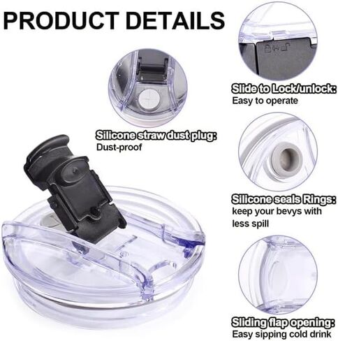 1Pc Transparent for Tumbler Lids compatible for Stanley 40 Oz Tumbler,Flip Spill Stopper Lid, Spillproof, Dustproof Easy to Store Used Repeatedly,Glassware and Drinkware Lids in Saudi Arabia