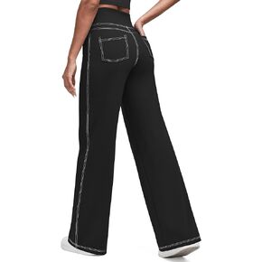 G4free Women's Wide Leg Pants غير رسمية سروال اليوغا المرتفع مع 4 جيوب تمتد in Kuwait