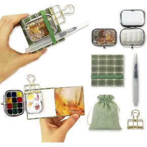 MontiJoy Mini Travel Watercolor Sketchbook 6x6 cm Pocket Watercolor Book with Fabric Cover 300gsm 140lb, 20 Sheets (Mini Sketchbook - Spring Cat 1 pc) in Saudi Arabia