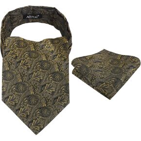 Alizeal Mens Vintage Circle Pattern Cravat Set with Hanky Casual Self-tied Neckerchief Set in Saudi Arabia