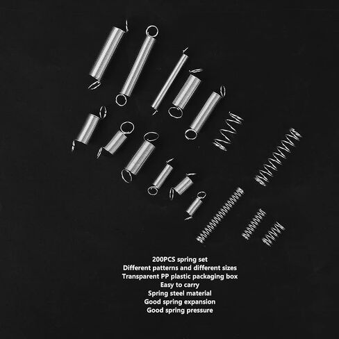 200pcs ضغط التوتر الصلب الربيعي مجموعة أدوات الأجهزة الصناعية لأعمال إصلاح مشاريع DIY والتطبيقات الميكانيكية بأحجام مختلفة تشمل مواد متينة in Saudi Arabia