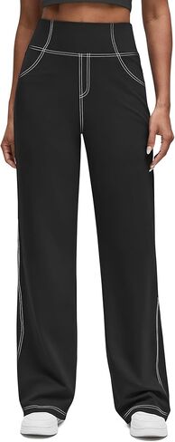 G4free Women's Wide Leg Pants غير رسمية سروال اليوغا المرتفع مع 4 جيوب تمتد in Saudi Arabia