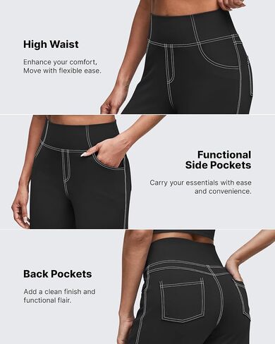 G4free Women's Wide Leg Pants غير رسمية سروال اليوغا المرتفع مع 4 جيوب تمتد in Kuwait