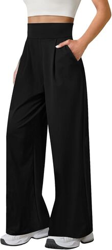 Womens Wide Leg Yoga Pants High Waisted Loose Stretch Lounge Workout Gym Trousers with Pockets in Saudi Arabia