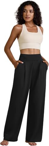 Womens Wide Leg Yoga Pants High Waisted Loose Stretch Lounge Workout Gym Trousers with Pockets in Saudi Arabia