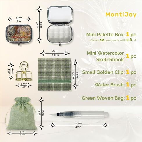 MontiJoy Mini Travel Watercolor Sketchbook 6x6 cm Pocket Watercolor Book with Fabric Cover 300gsm 140lb, 20 Sheets (Mini Sketchbook - Spring Cat 1 pc) in Saudi Arabia
