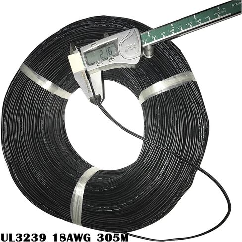 UL (PVC) Wire and Cable High Voltage Rubber Wire 18AWG 22AWG Tinned Copper Wire Heat-Resistant High Voltage Model Outgoing Connectors Black Green(Black,10 M_22 AWG) in Saudi Arabia