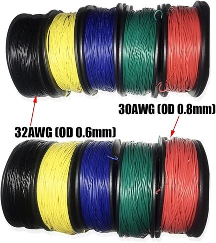 UL (PVC) السلك والكابلات 32AWG إصلاح سلك 7/0.12TS 32AWG سلك النحاس المعلق PVC الكبل الكهربائي الكبل الكهربائي L+E+D Superfine سلك السلامة (أصفر ، 10 أمتار) in Saudi Arabia