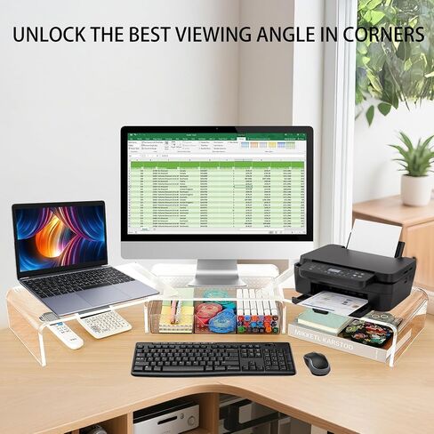 Desk Organizers and Accessories, Dual Monitor Stand Riser with Drawer and 2 Pen Holders, Desk Shelf Metal Computer Monitor Stand for Office Workspace Organizers, Desktop Organization (Black) in Kuwait