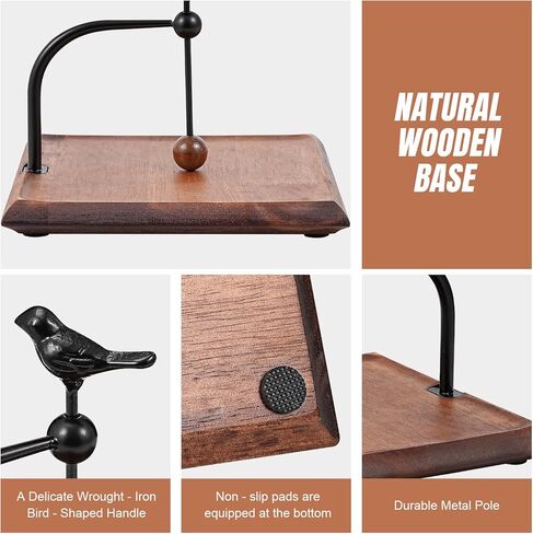 Napkin Holder for Table with Unique Bird - shaped Design, Napkin Holder with Salt and Pepper Shakers Storage (Shakers Not Included), Wooden Base, Iron Build.Ideal for Outdoor Use and Kitchens in Saudi Arabia