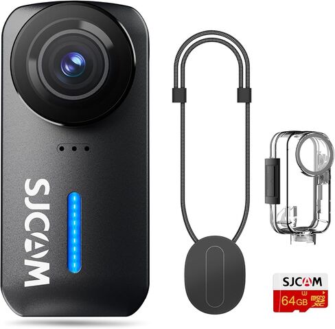 SJCAM C110Plus 4K Pocket Action Camera, 170° FOV, 6-Axis Stabilization Mini Body Cam, Waterproof, Wearable, Portable POV, Built-in Spkr & Mic for Vlogging, with Helmet Mount Kits, White in Kuwait