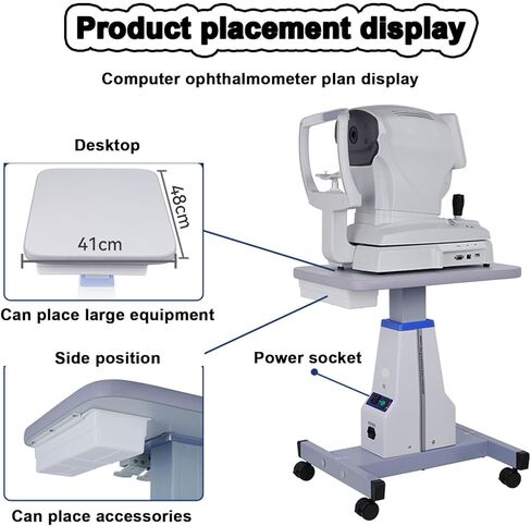 Optical Optometry Motorized Instrument Lift Working Table, Electric Power Optometrist Work Stand, Professional Adjustable Rolling Table, Height Adjustable, Load 165lbs,White (White) in Saudi Arabia