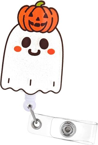 Halloween Ghost with Pumpkin Badge Reel, Nurse Badge Reels, ID Badge Holder, Interchangeable ID Badge Reel, Nurse, Retractable Badge in Saudi Arabia