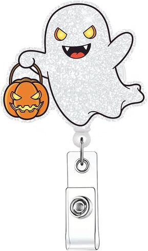 Halloween Ghost with Pumpkin Badge Reel, Nurse Badge Reels, ID Badge Holder, Interchangeable ID Badge Reel, Nurse, Retractable Badge in Saudi Arabia
