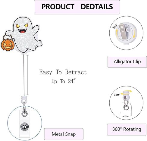 Halloween Ghost with Pumpkin Badge Reel, Nurse Badge Reels, ID Badge Holder, Interchangeable ID Badge Reel, Nurse, Retractable Badge in Saudi Arabia