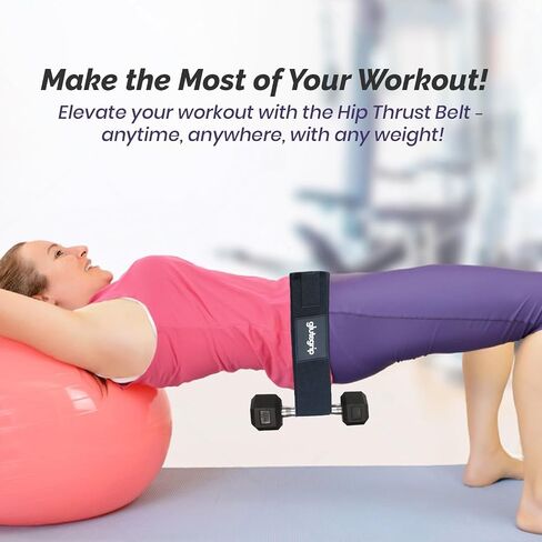Hip Thrust Belt, Hip Thrust Belt for Dumbbells Heavy, Hip Thrust Belt for Weights, Booty Belt for Hip Thrust, Hip Thrust Belt for Men & Women, Pilates Equipment, Use at Home & Gym, Black in Saudi Arabia