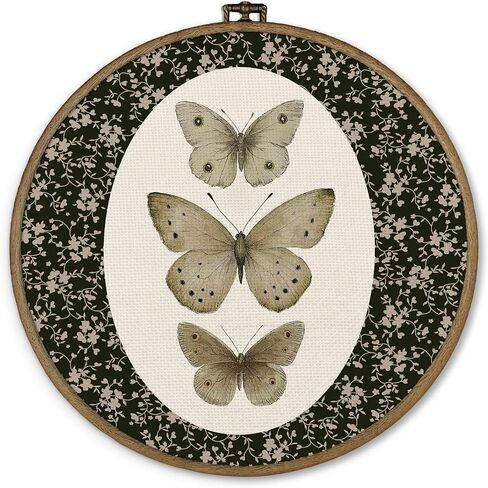 dvhdajed Vintage Bird Round Wall Art Decor,Bird Decor for Home, Vintage Floral Birds Canvas Wall Art, Rustic Birds Floral Wall Hanging Decoration for Nursery Bathroom Living Room,10x10 In in Kuwait