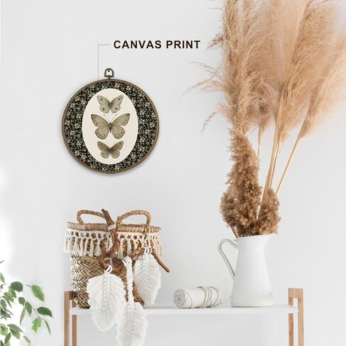 dvhdajed Vintage Bird Round Wall Art Decor,Bird Decor for Home, Vintage Floral Birds Canvas Wall Art, Rustic Birds Floral Wall Hanging Decoration for Nursery Bathroom Living Room,10x10 In in Kuwait