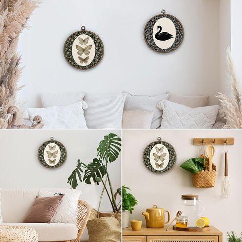 dvhdajed Vintage Bird Round Wall Art Decor,Bird Decor for Home, Vintage Floral Birds Canvas Wall Art, Rustic Birds Floral Wall Hanging Decoration for Nursery Bathroom Living Room,10x10 In in Kuwait