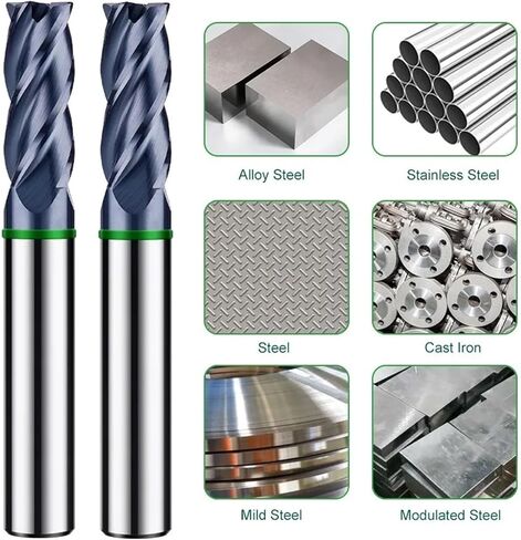 TGH-HRC50 Tungsten Steel Carbide Cuttering 4F Color-Ring Clating CNC Mechanical Round Groound Groute Mindmills (4R0.5x20CX4DX75L) in Saudi Arabia