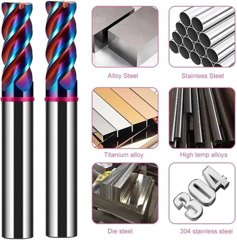 4F Endmills Color-Ring Blue Nano Coating Tungsten Steel Carbide Round Nose Cuttering for CNC Mechanical TGP-HRC70(10R1.0x25Cx10Dx75L) in Saudi Arabia