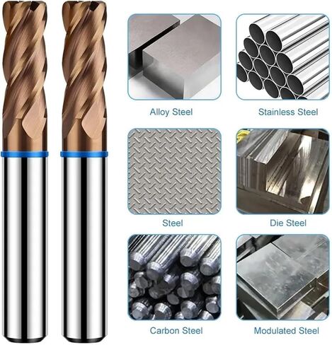 4F Endmills Color-Ring Coating Tungsten Steel Carbide Round Nose Deletef for CNC Mechanical TGB-HRC65 Bronze(4R1.0x20Cx4Dx75L) in Saudi Arabia