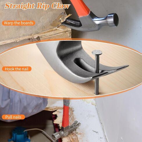 8/16/24oz Straight Rip Fiberglass General Purpose Claw Hammer, with Smooth Face & Non-slip Grip(8oz Claw Hammer) in Saudi Arabia