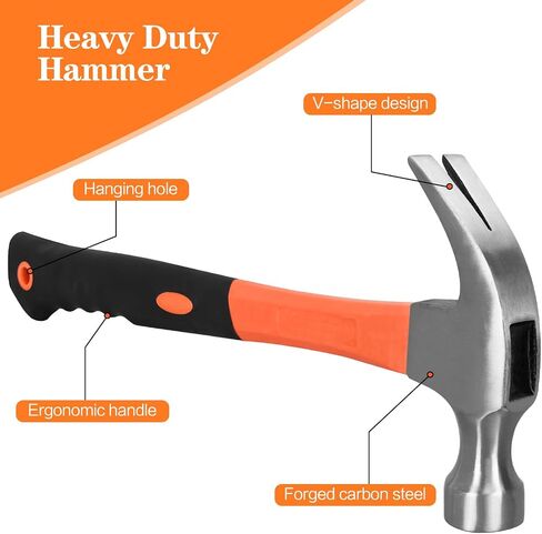 8/16/24oz Straight Rip Fiberglass General Purpose Claw Hammer, with Smooth Face & Non-slip Grip(8oz Claw Hammer) in Saudi Arabia