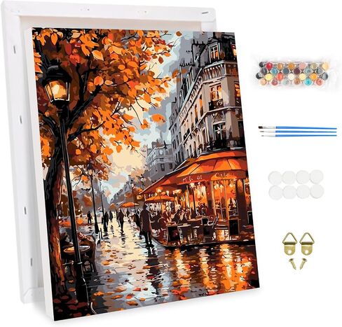 KEYIFA Paint by Numbers Kit for Adults Framed, Easy Painting Kits for Beginners, Paint on Clear Colored Canvas, Acrylic Pigment Drawing Paintwork, DIY Home Wall Decor, 12x16 in, Cat and Flowers in Saudi Arabia