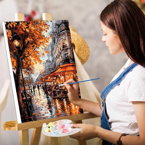 KEYIFA Paint by Numbers Kit for Adults Framed, Easy Painting Kits for Beginners, Paint on Clear Colored Canvas, Acrylic Pigment Drawing Paintwork, DIY Home Wall Decor, 12x16 in, Cat and Flowers in Saudi Arabia
