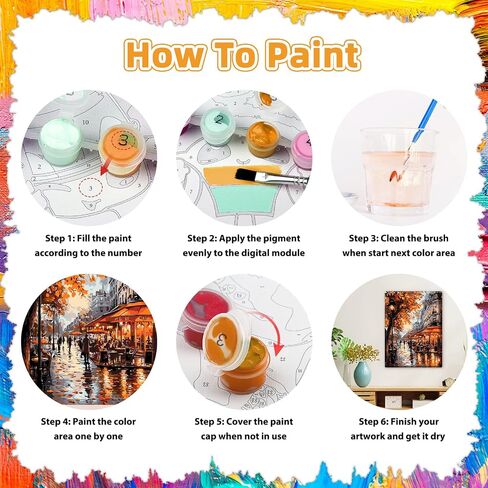 KEYIFA Paint by Numbers Kit for Adults Framed, Easy Painting Kits for Beginners, Paint on Clear Colored Canvas, Acrylic Pigment Drawing Paintwork, DIY Home Wall Decor, 12x16 in, Cat and Flowers in Saudi Arabia