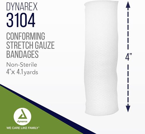 يوفر ضمادات شاش Dynarex تمتد ، 4 "× 4.1 YDs ، غير STRILER و LATEX ، رعاية الجروح في البيئات الطبية والمنزلية ، ملفوفة بشكل فردي ، حالة واحدة-8 صناديق من 12 ضمادات in Saudi Arabia