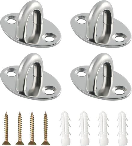 4 PCS من الفولاذ المقاوم للصدأ السنانير عين السنانير + 16pcs مسامير وأنبوب تمدد البلاستيك 16 ٪ ، وسطح السقف الثقيلة للنشاط الداخلي في الهواء الطلق in Kuwait