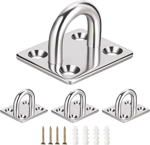 4 PCS من الفولاذ المقاوم للصدأ السنانير عين السنانير + 16pcs مسامير وأنبوب تمدد البلاستيك 16 ٪ ، وسطح السقف الثقيلة للنشاط الداخلي في الهواء الطلق in Kuwait