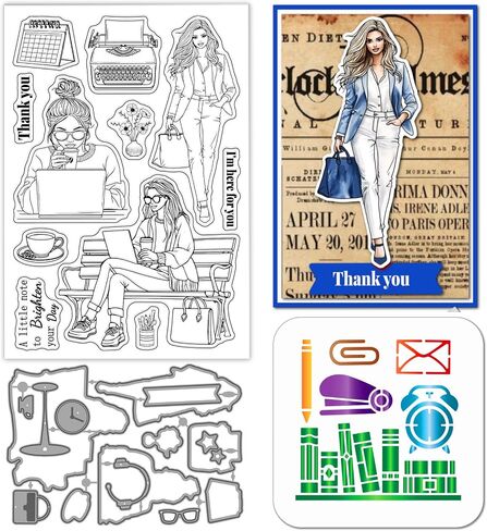 Globleland Oriental Architecture Clear Silicone Stamp Metal Kimono Cutting Die Cuts Cherry Blossom Paint Craft Stencil in Saudi Arabia