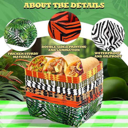 Tioncy 48 Pack Safari Animal Party Paper Food Trays 5 lb Zoo Large Nacho Boats Disposable Snack Trays for Burger Fries Hot Dog BBQ for Baby Shower Wild Animal Jungle Party Safari in Saudi Arabia
