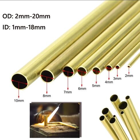Length 500mm Brass Tube DIY Round Diameter 2mm 3mm 4mm 16mm 20mm Brass tube cutting(10mm x9mm) in Kuwait