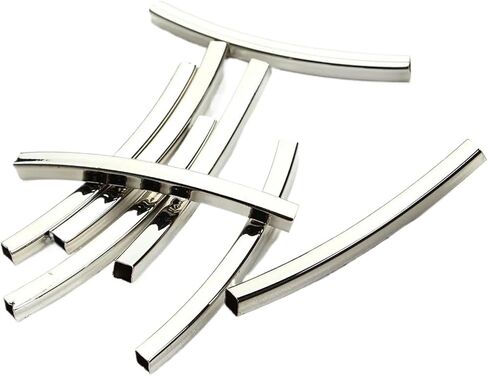 30pcs Silvery Color Smooth Square Brass Curved Tube Spacer Beads Tube Connectors 40mm X 2mm in Kuwait