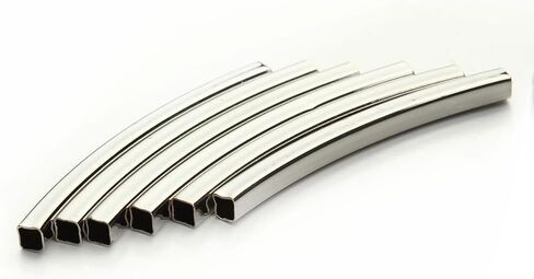 30pcs Silvery Color Smooth Square Brass Curved Tube Spacer Beads Tube Connectors 40mm X 2mm in Kuwait