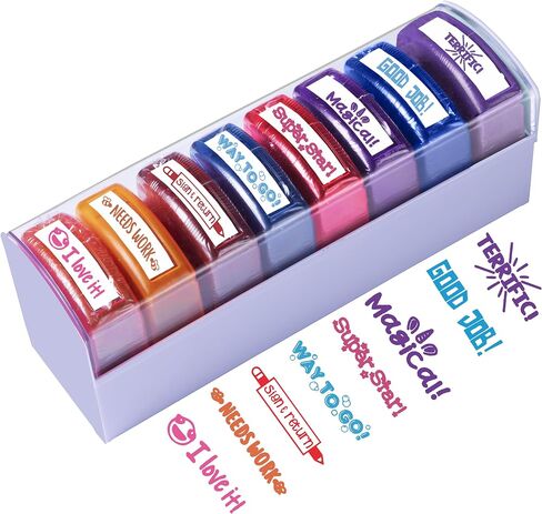 Teacher Stamps for Classroom Grading 8PCS – Rectangular Self Inking Colorful Set for Teachers Gifts with Motivational Encouraging Messages –Homeschool & Teacher Supplies in Saudi Arabia