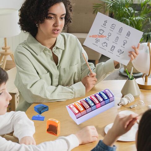 Teacher Stamps for Classroom Grading 8PCS – Rectangular Self Inking Colorful Set for Teachers Gifts with Motivational Encouraging Messages –Homeschool & Teacher Supplies in Saudi Arabia