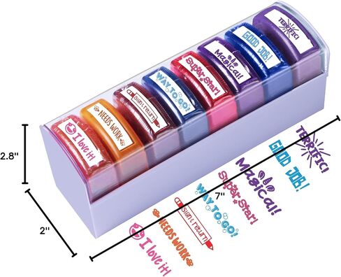 Teacher Stamps for Classroom Grading 8PCS – Rectangular Self Inking Colorful Set for Teachers Gifts with Motivational Encouraging Messages –Homeschool & Teacher Supplies in Saudi Arabia