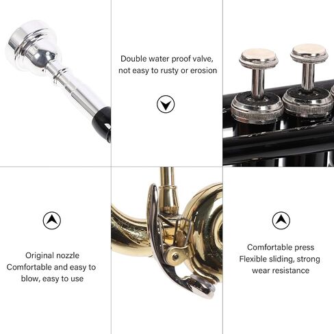 Alomejor Bb Trumpet, Professional Black Brass Instrument with Polished Mouthpiece Valves Standard Beginner Trumpet Set for School Band and Jazz Performance in Saudi Arabia